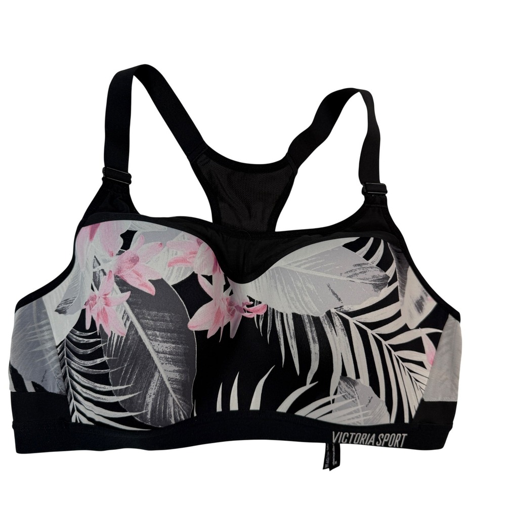 Victoria Sport Sports Bra Womens 38C Black Tropical Floral Racerback Padded